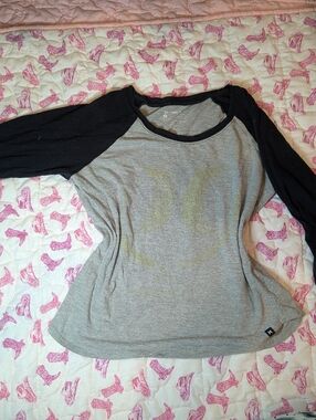 Hurley Gray and Black Raglan Long Sleeve Top